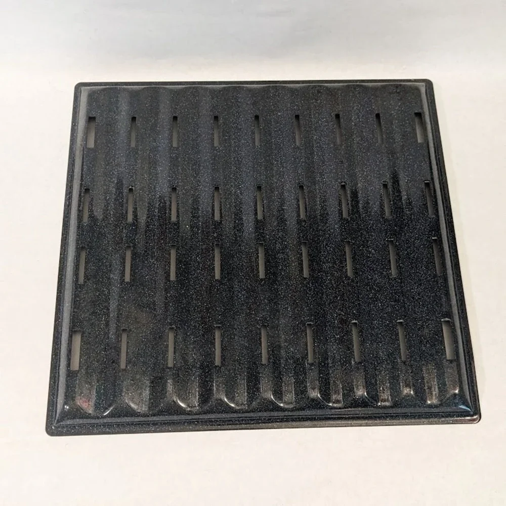 Vtg Black Speckled Porcelain Enameled Steel Broiler Pan & Rack Set 14.5x13